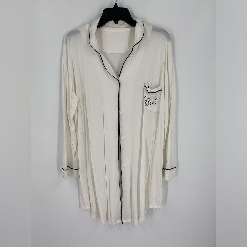 Event Blossom Women’s Button Front Pajama Shirt ‘Bride’ size L
